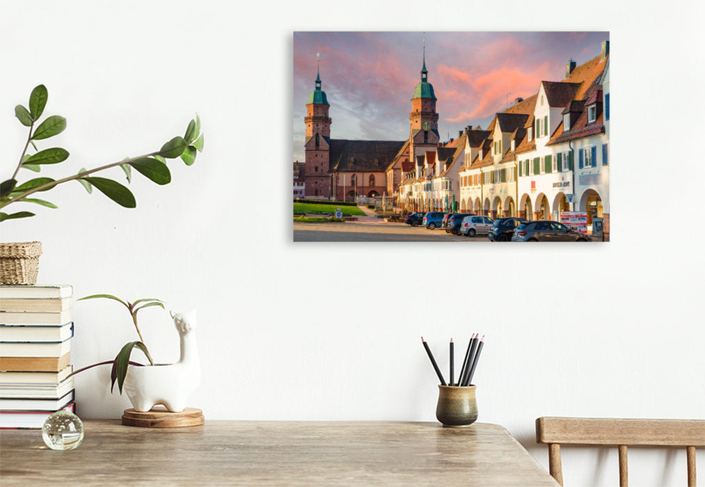 Premium textile canvas Premium textile canvas 120 cm x 80 cm across View over the market square to the town church 