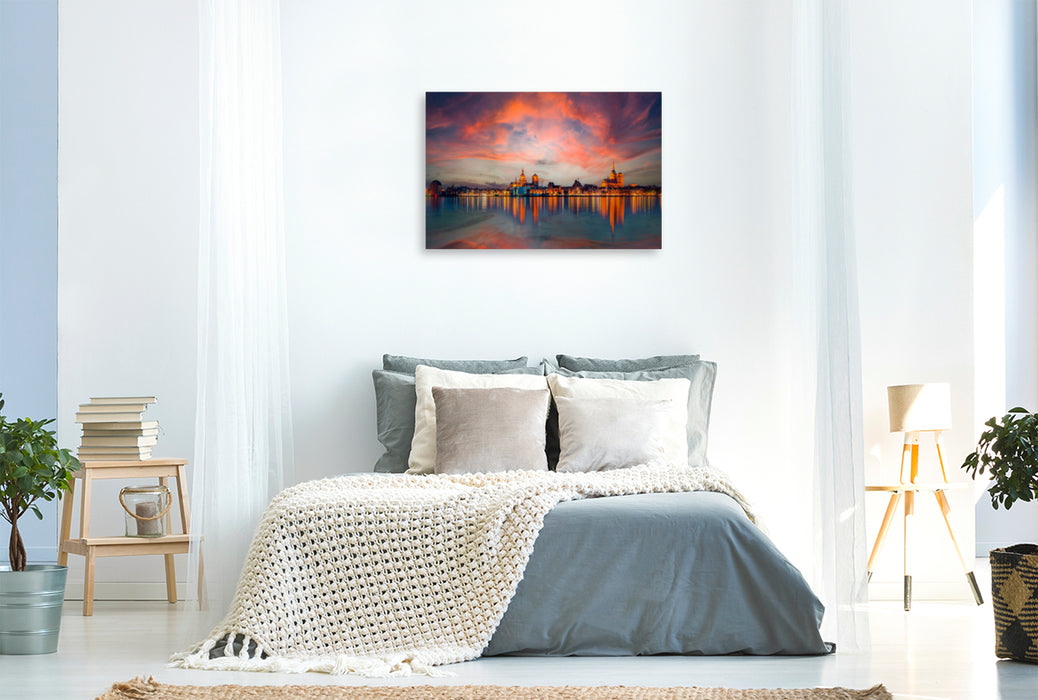 Premium textile canvas Premium textile canvas 120 cm x 80 cm across A motif from the Stralsund calendar, a pearl on the Baltic Sea 