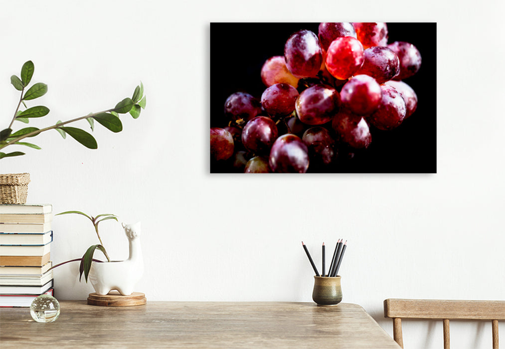 Premium textile canvas Premium textile canvas 120 cm x 80 cm landscape Red grapes 