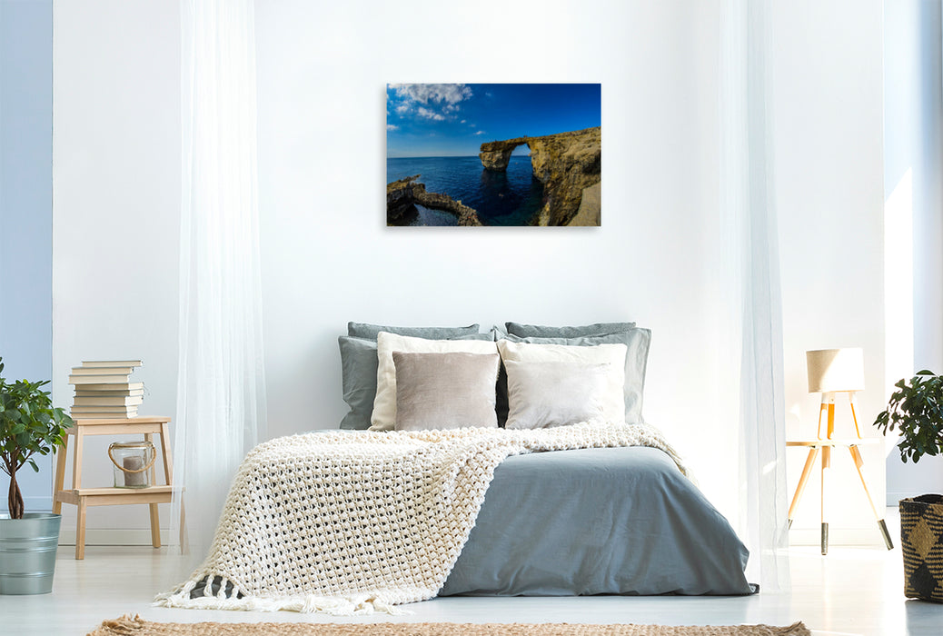 Premium textile canvas Premium textile canvas 120 cm x 80 cm landscape Azure Window - Gozo, Malta 