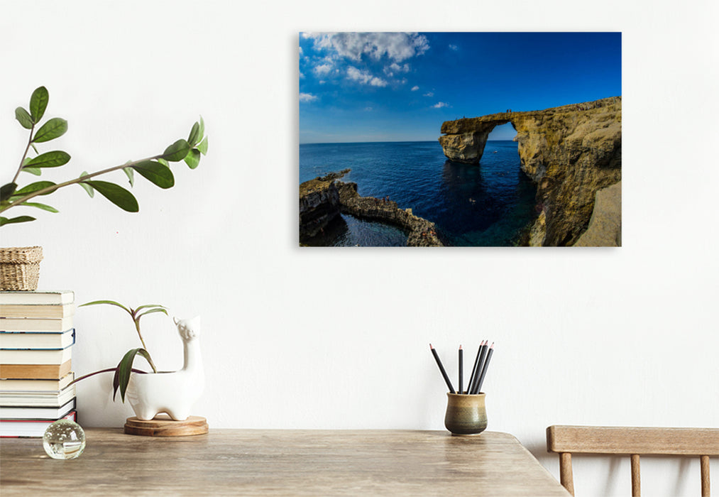 Premium textile canvas Premium textile canvas 120 cm x 80 cm landscape Azure Window - Gozo, Malta 