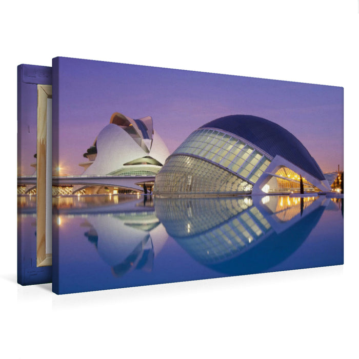 Premium Textil-Leinwand Abendstimmung in der Ciudad de les Arts