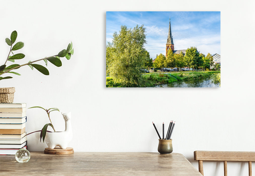 Premium textile canvas Premium textile canvas 120 cm x 80 cm landscape A motif from the calendar The fascinating city of Torgelow 