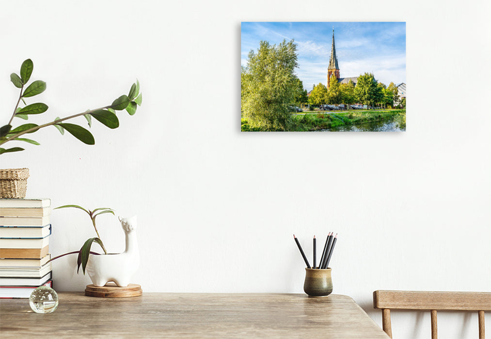 Premium textile canvas Premium textile canvas 120 cm x 80 cm landscape A motif from the calendar The fascinating city of Torgelow 