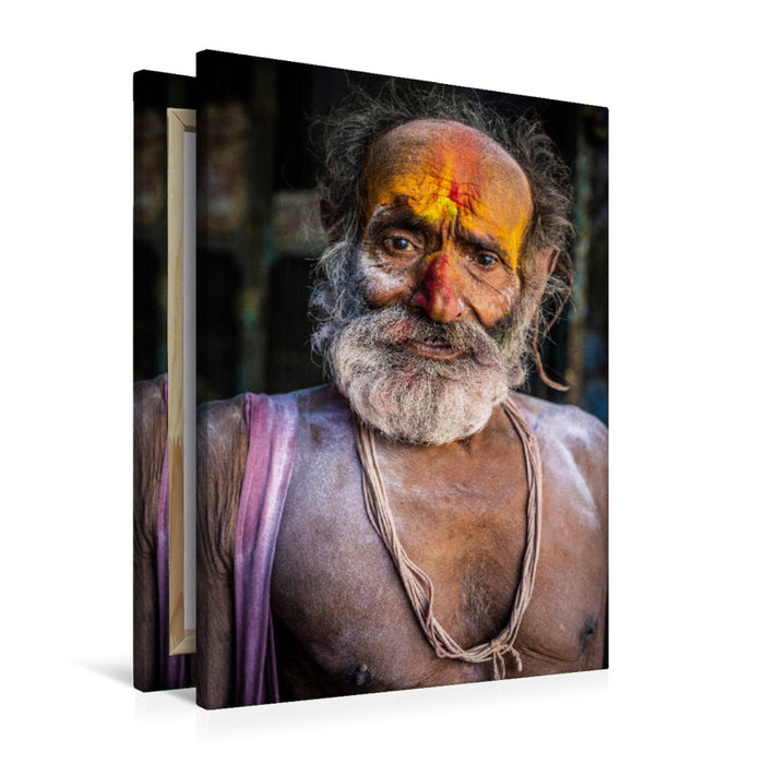 Premium Textil-Leinwand Sadhu in Vrindavan