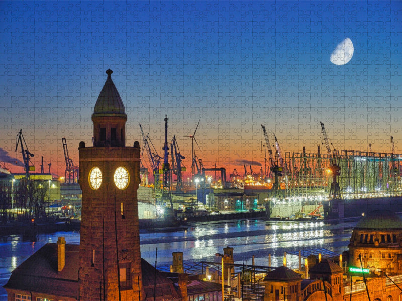 Landungsbrücken am Abend - CALVENDO Foto-Puzzle'