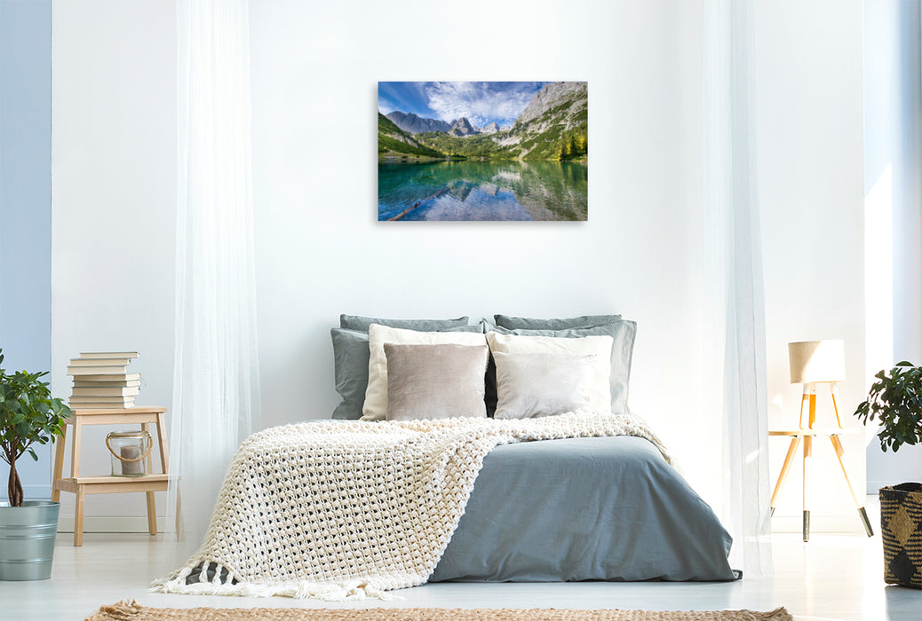 Premium textile canvas Premium textile canvas 120 cm x 80 cm across the shore of Lake Seeben 