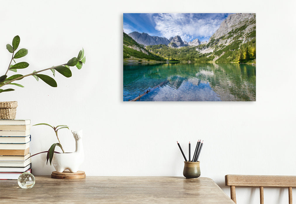 Premium textile canvas Premium textile canvas 120 cm x 80 cm across the shore of Lake Seeben 