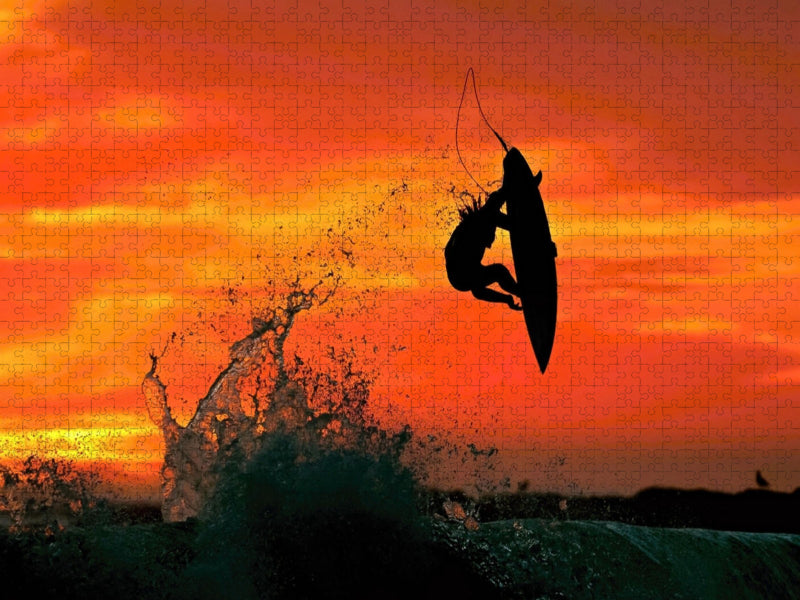 Nachtsurfen bei Sonnenuntergang - CALVENDO Foto-Puzzle'