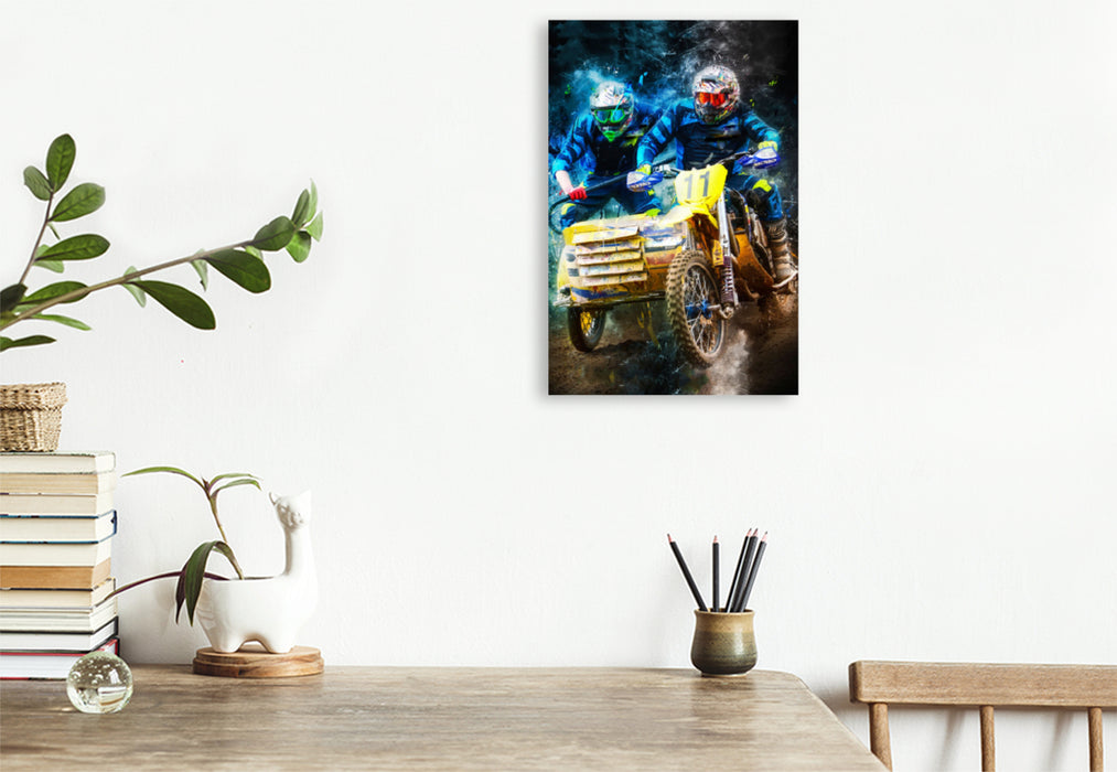 Premium textile canvas Premium textile canvas 80 cm x 120 cm high A motif from the Motocross Sidecar calendar - simply cool 