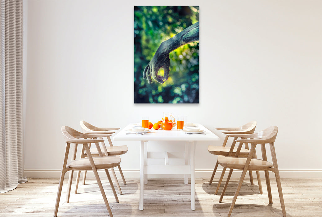 Premium Textil-Leinwand In der Hand