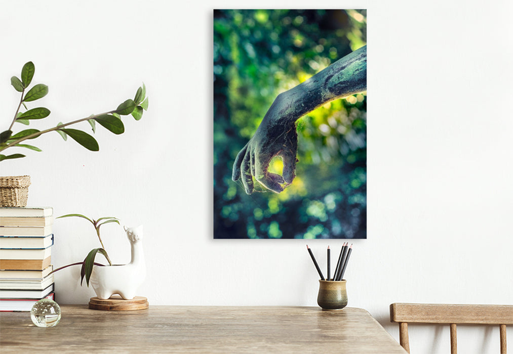 Premium Textil-Leinwand In der Hand