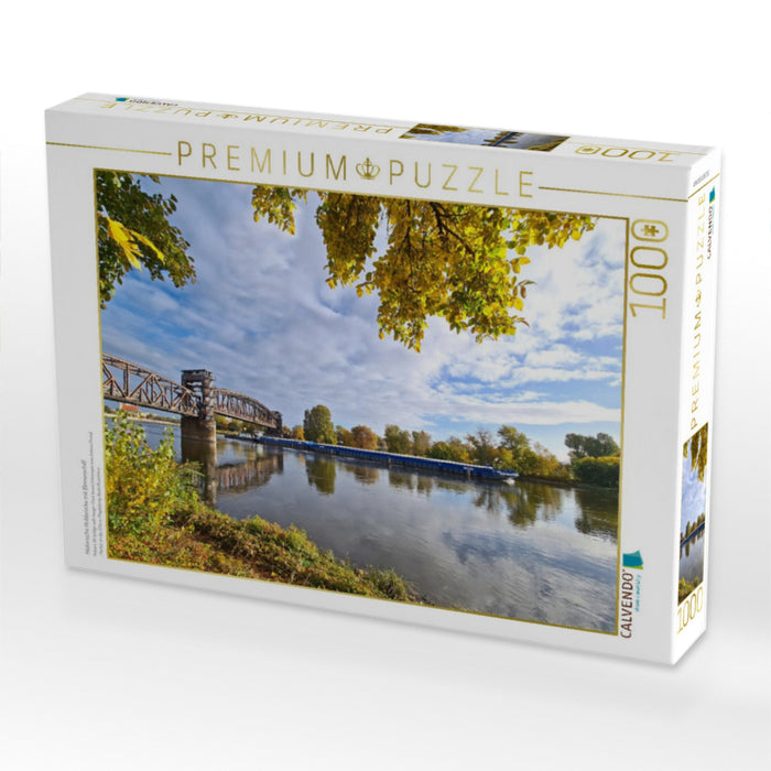 Historische Hubbrücke mit Binnenschiff - CALVENDO Foto-Puzzle'