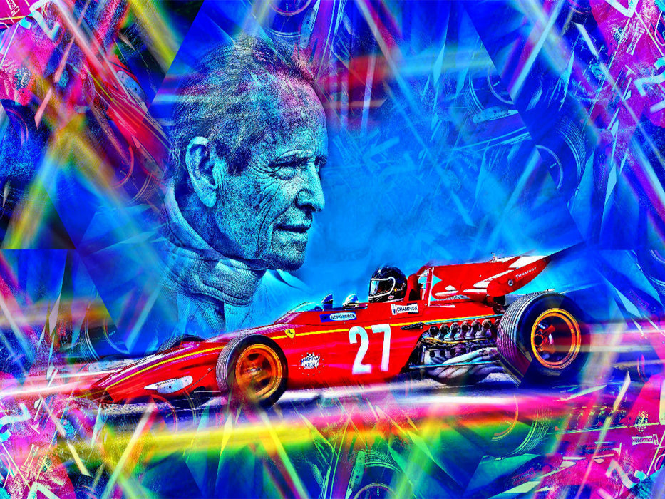 Der Ferrari 312B mit Rennfahrer Jacky Ickx ist ein Modell der 1970er Jahre mit Kultstatus. - CALVENDO Foto-Puzzle'