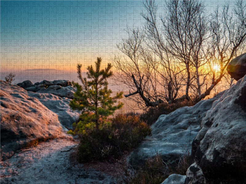 Gohrisch - Aussicht Richtung Hoher Schneeberg 2000 Teile Puzzle quer - CALVENDO Foto-Puzzle'