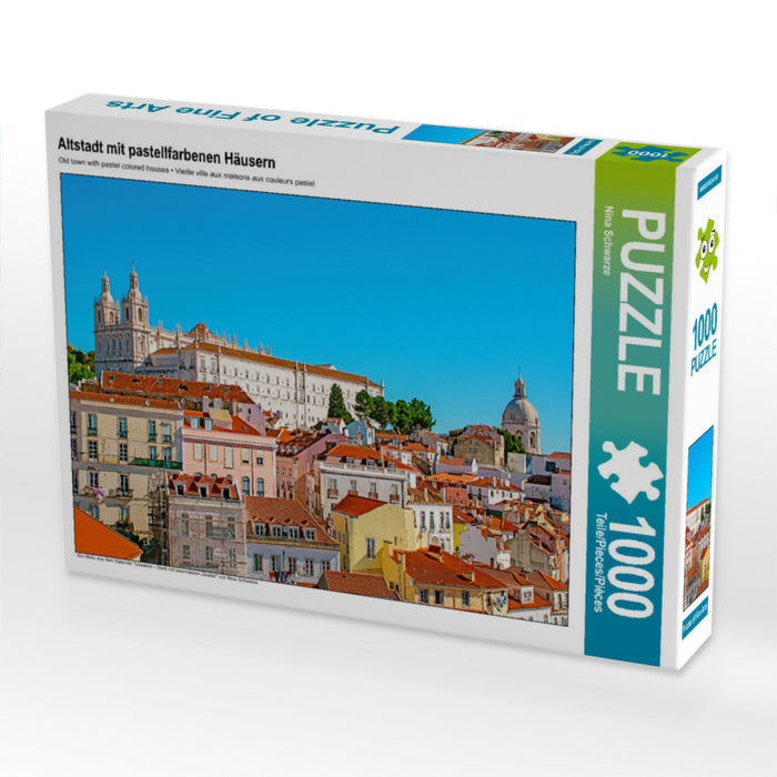 Altstadt mit pastellfarbenen Häusern 1000 Teile Puzzle quer - CALVENDO Foto-Puzzle'
