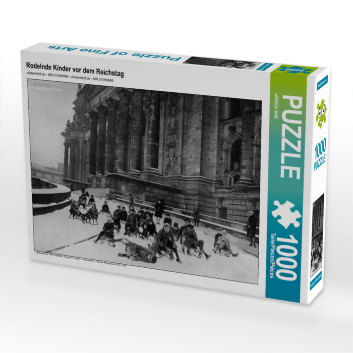Rodelnde Kinder vor dem Reichstag 1000 Teile Puzzle quer - CALVENDO Foto-Puzzle'