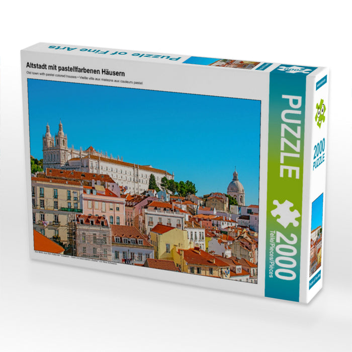Altstadt mit pastellfarbenen Häusern 2000 Teile Puzzle quer - CALVENDO Foto-Puzzle'