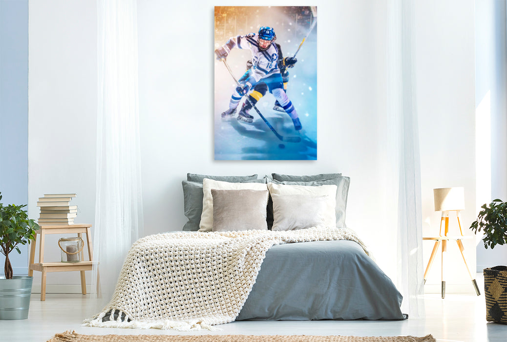Premium Textil-Leinwand Premium Textil-Leinwand 80 cm x 120 cm  hoch Eishockey