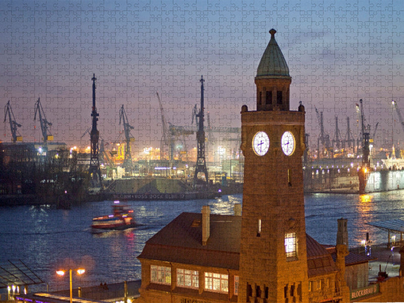 Uhrturm, Landungsbrücken - CALVENDO Foto-Puzzle'