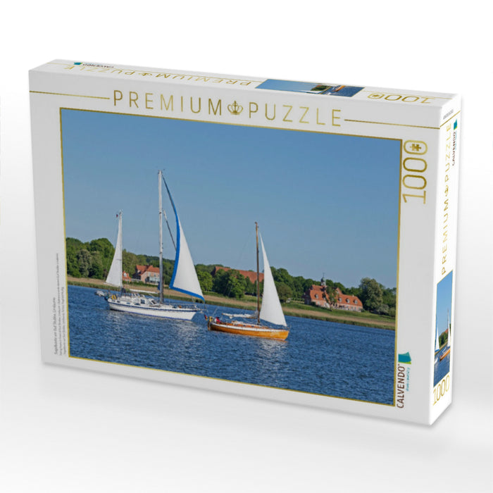 Segelboote vor Gut Stubbe, Lindaunis - CALVENDO Foto-Puzzle'