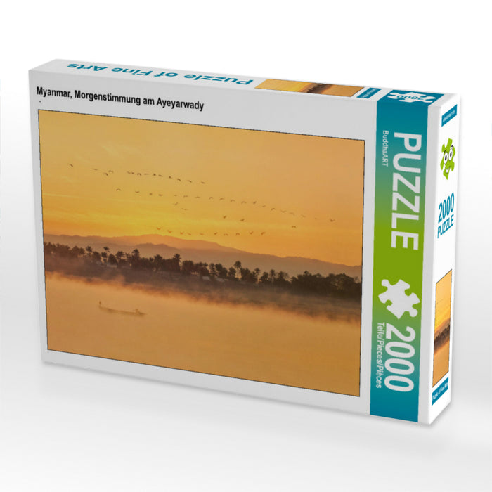 Myanmar, Morgenstimmung am Ayeyarwady 2000 Teile Puzzle quer - CALVENDO Foto-Puzzle'