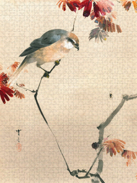 Watanabe Seitei (1851-1918): Vogel auf einem Zweig, eine Spinne beobachtend, ca. 1887 - CALVENDO Foto-Puzzle'