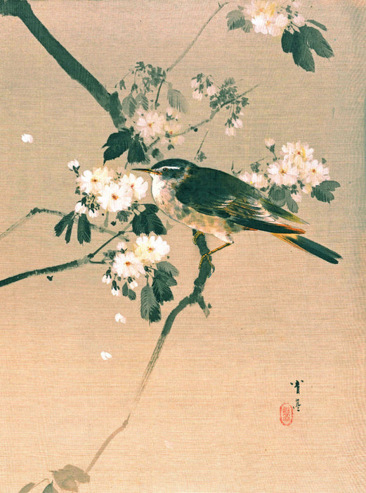 Watanabe Seitei (1851–1918): Vogel auf einem blühenden Ast, ca. 1887 - CALVENDO Foto-Puzzle'