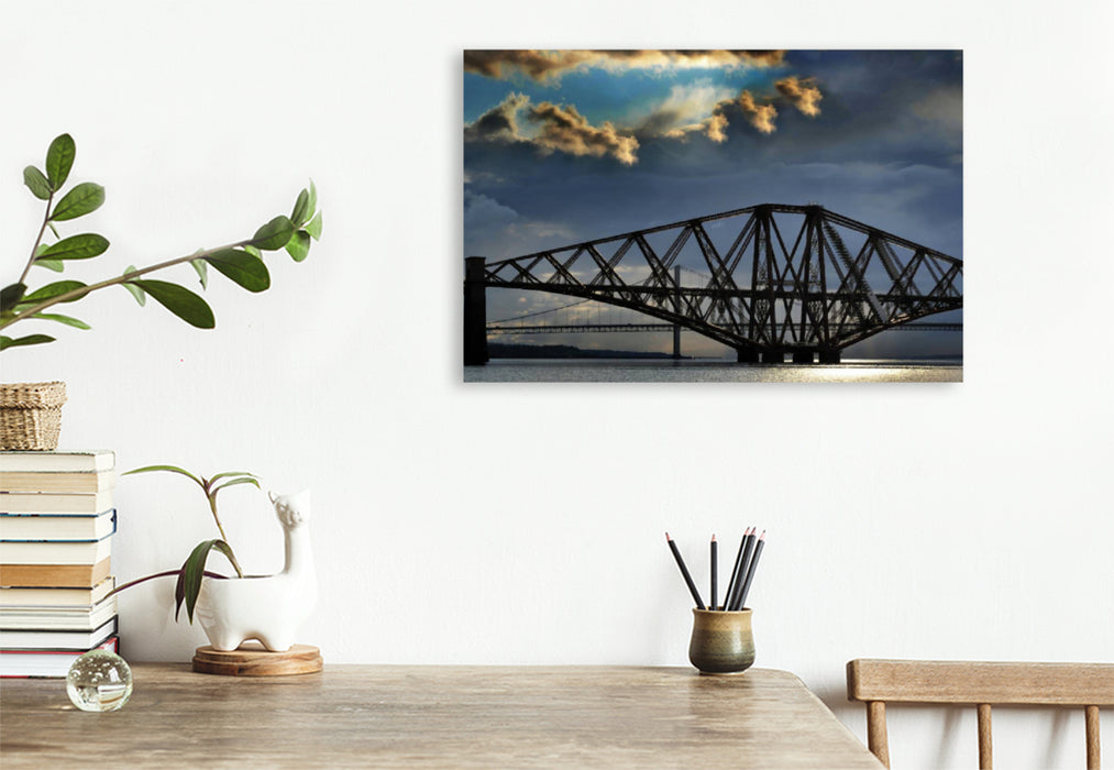 Premium Textil-Leinwand Premium Textil-Leinwand 120 cm x 80 cm quer Forth Bridge - Brücken über den Firth of Forth