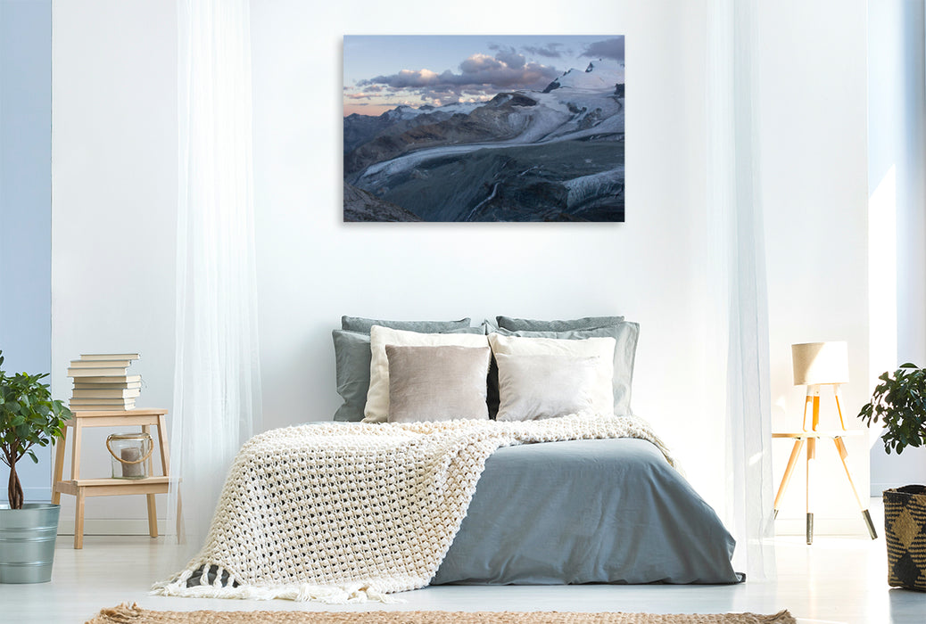 Premium Textil-Leinwand Premium Textil-Leinwand 120 cm x 80 cm quer Walliser Alpen - Blick von der Britanniahütte zum Strahlhorn