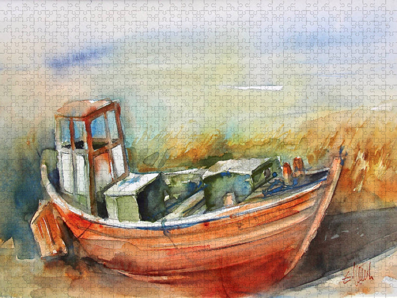 Fischerboot auf dem Darß, Ostsee/Deutschland 2000 Teile Puzzle quer - CALVENDO Foto-Puzzle'