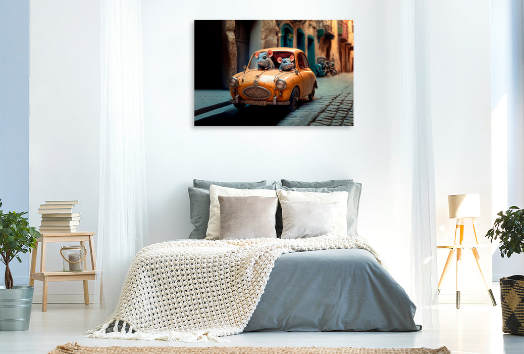 Premium textile canvas Traveling by car 