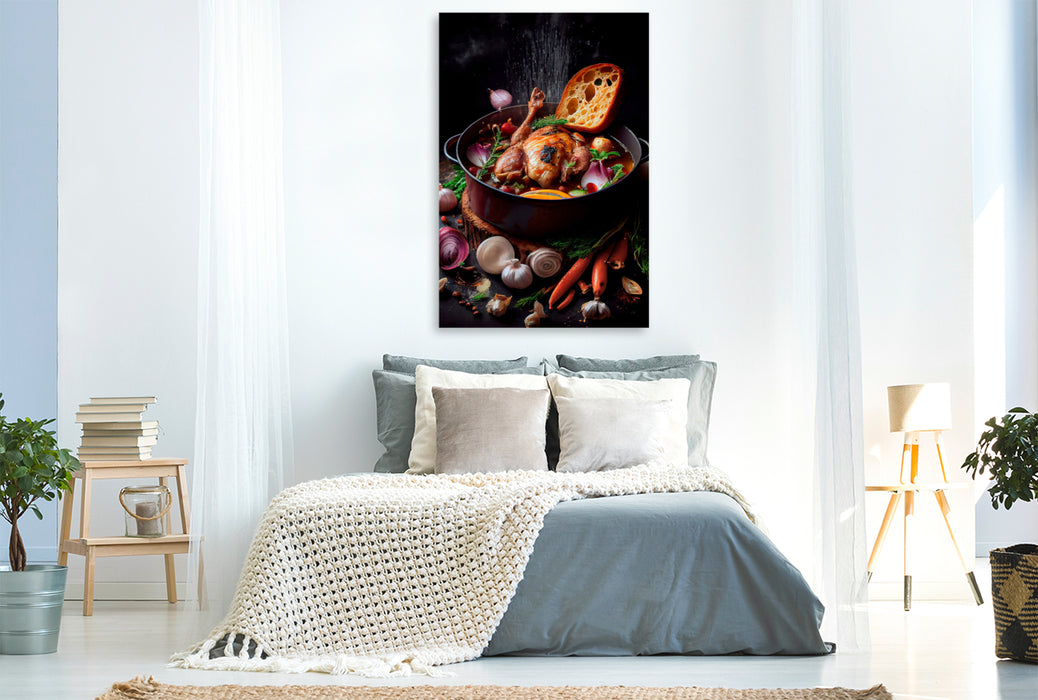 Premium textile canvas Coq au vin 