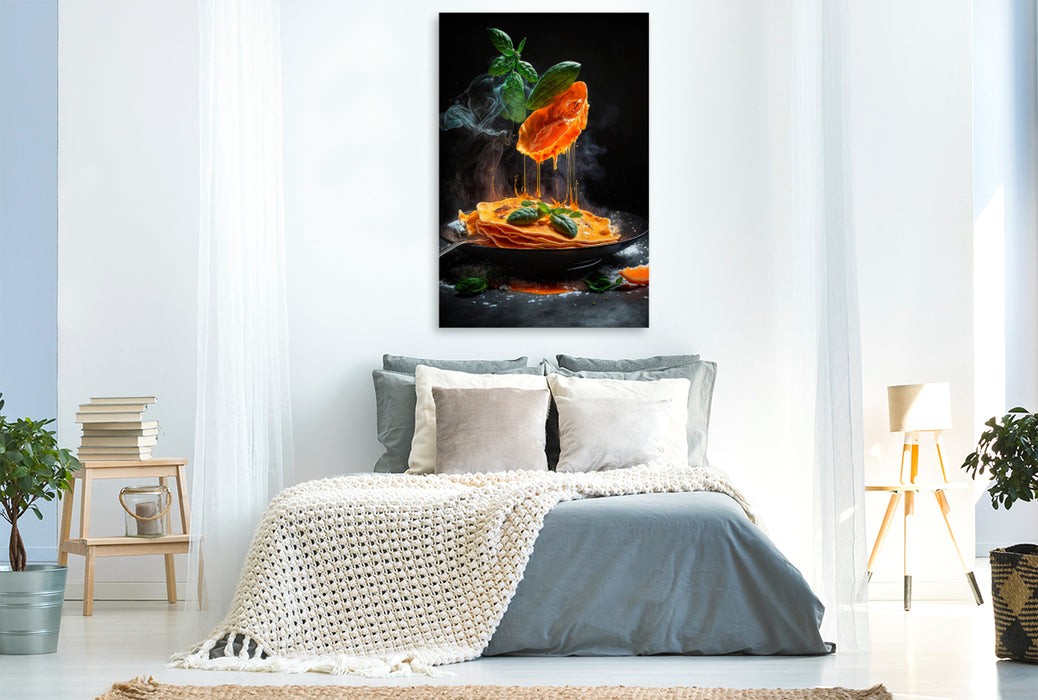 Premium textile canvas Crepe Suzette with oranges 