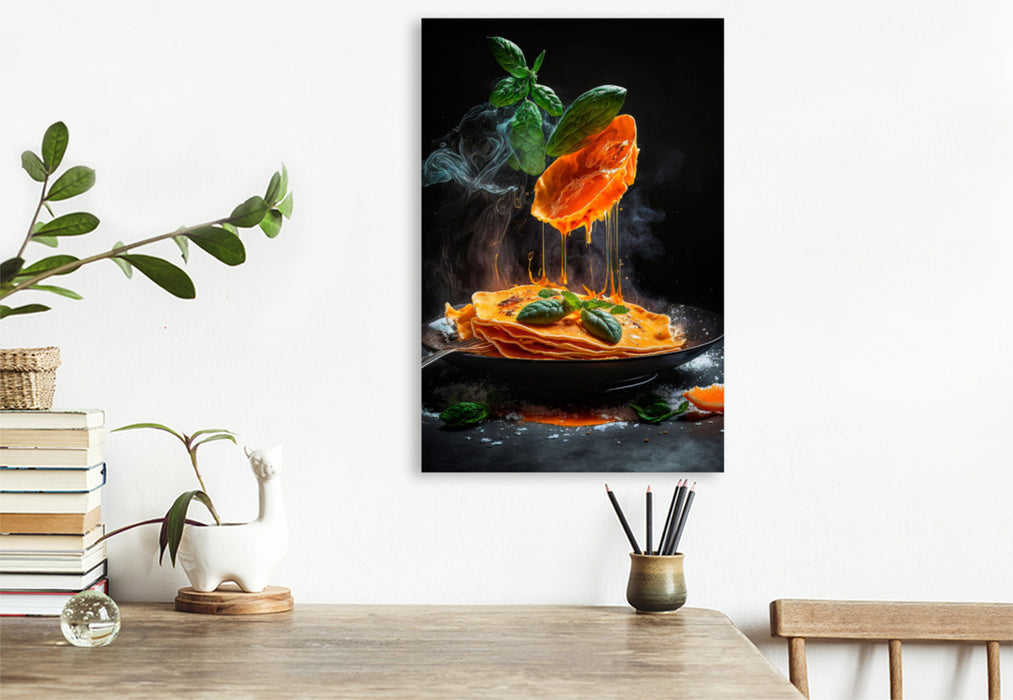 Premium textile canvas Crepe Suzette with oranges 