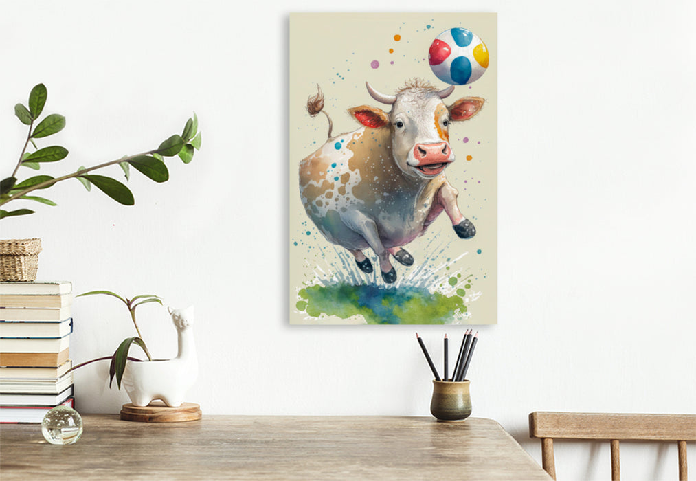 Premium textile canvas Exuberant cow 