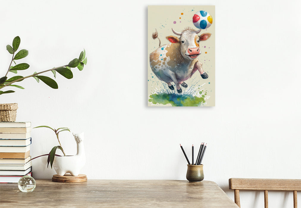 Premium textile canvas Exuberant cow 