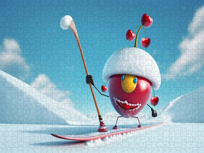 Eine Kirsche beim Wintersport - CALVENDO Foto-Puzzle'