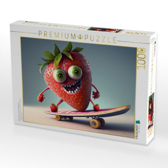 Eine Erdbeere auf dem Skateboard - CALVENDO Foto-Puzzle'
