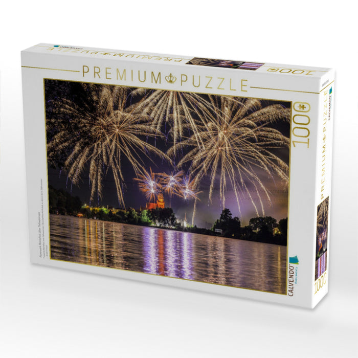 Feuerwerk Müritzfest, über Tiefwarensee - CALVENDO Foto-Puzzle'