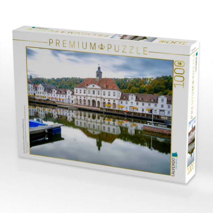 Das Hafenbecken und Rathaus (Langzeitbelichtung) - CALVENDO Foto-Puzzle'