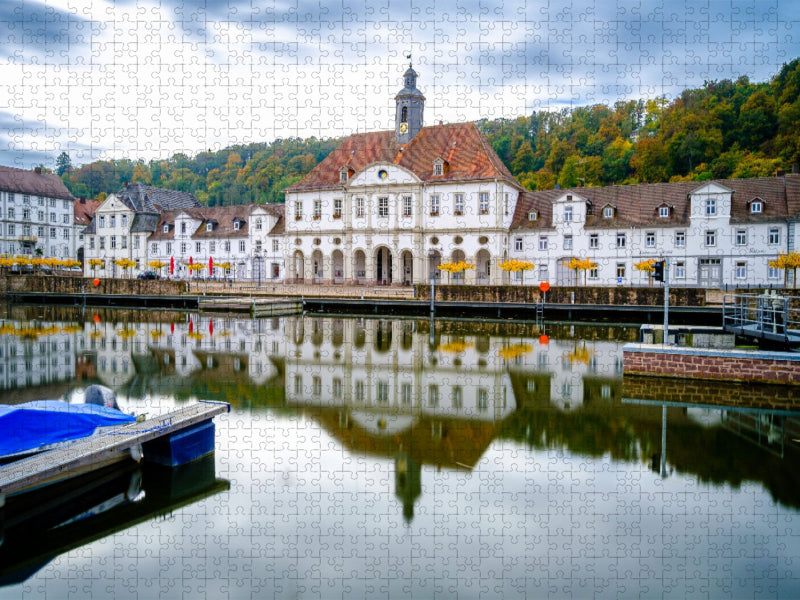 Das Hafenbecken und Rathaus (Langzeitbelichtung) - CALVENDO Foto-Puzzle'