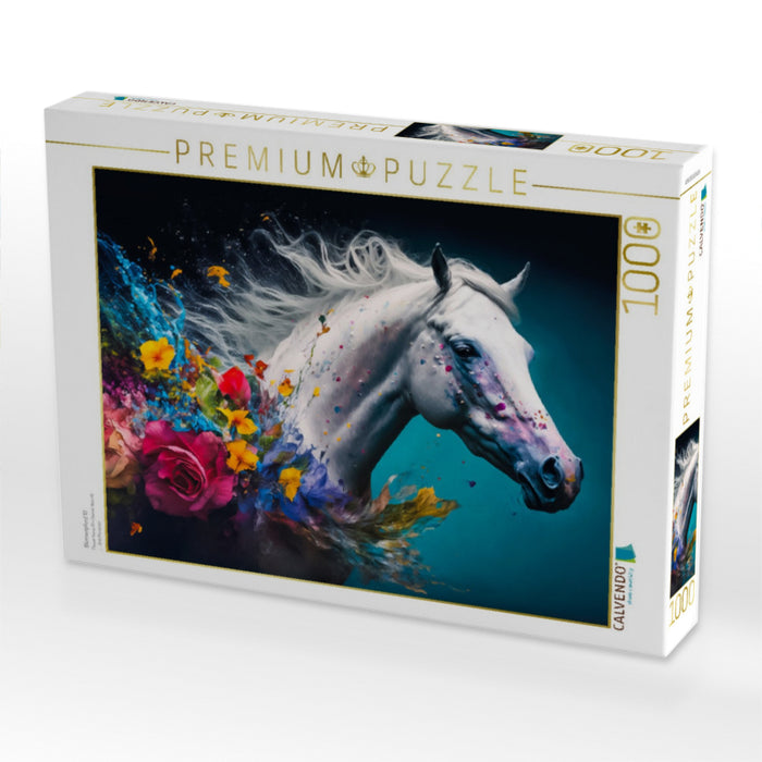 Blumenpferd 10 - CALVENDO Foto-Puzzle'