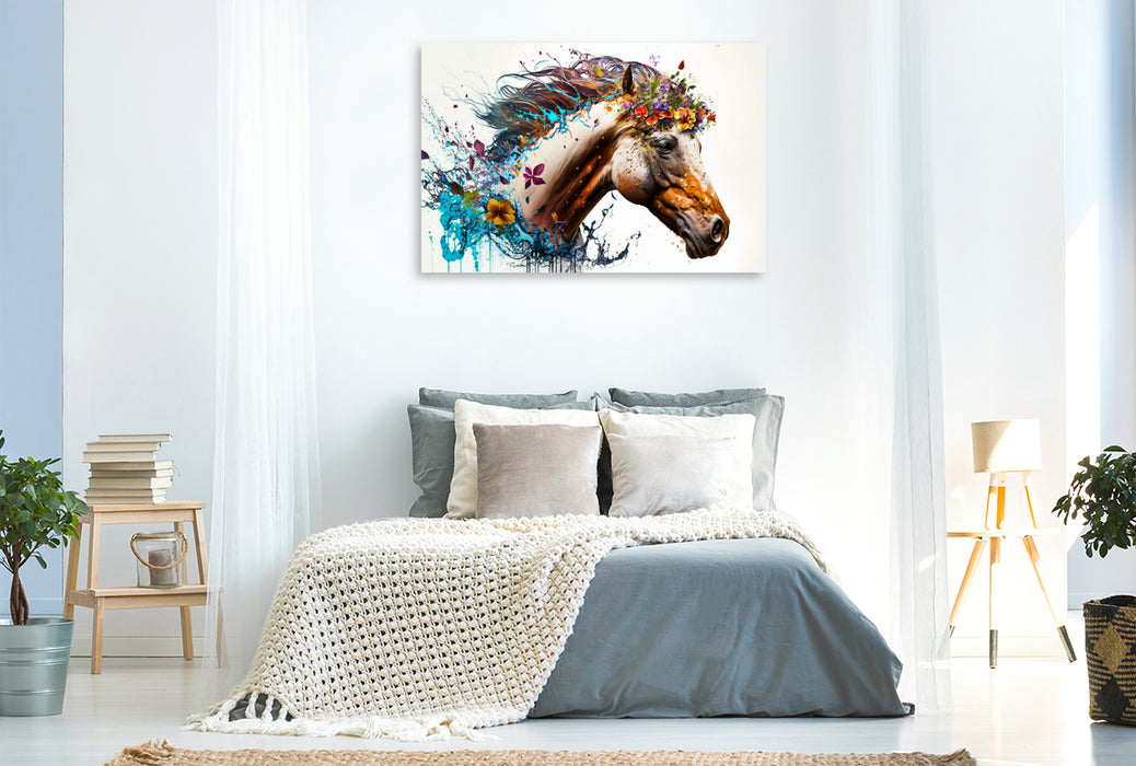 Premium textile canvas flower horse 06 