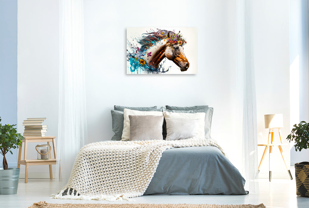 Premium textile canvas flower horse 06 