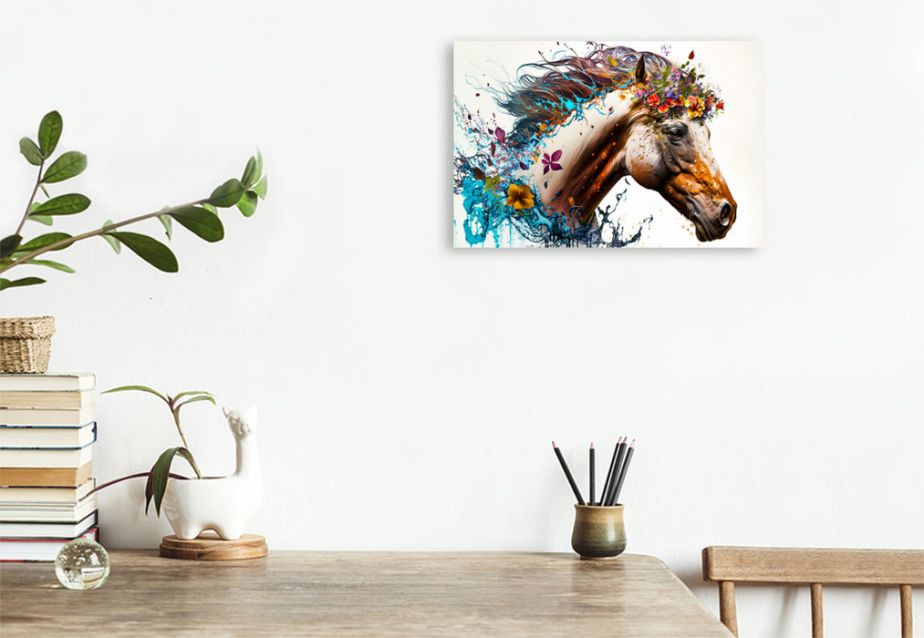 Premium textile canvas flower horse 06 