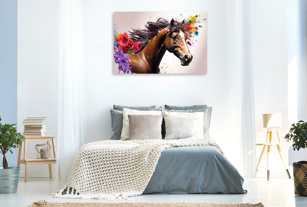 Premium textile canvas flower horse 09 
