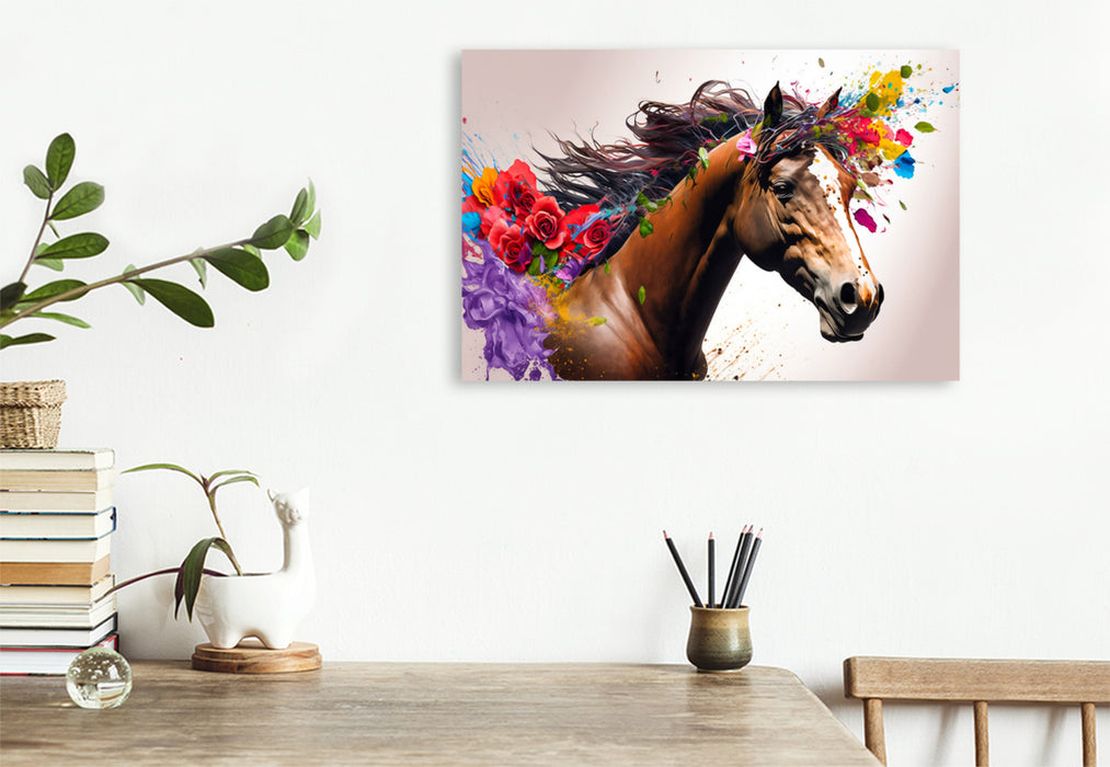 Premium textile canvas flower horse 09 