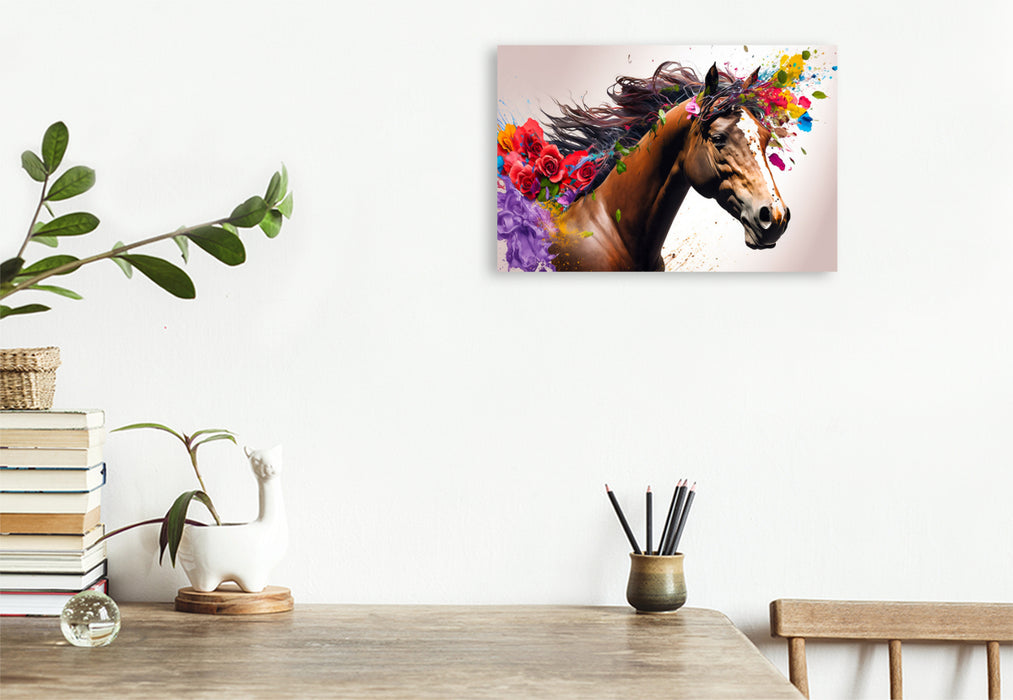 Premium textile canvas flower horse 09 