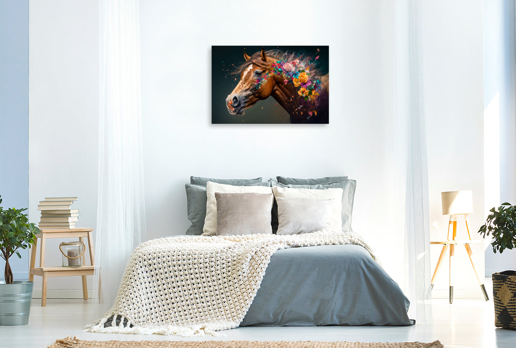 Premium textile canvas flower horse 02 